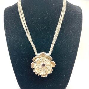Joseph Esposito Signed Sterling Flower Chain Necklace